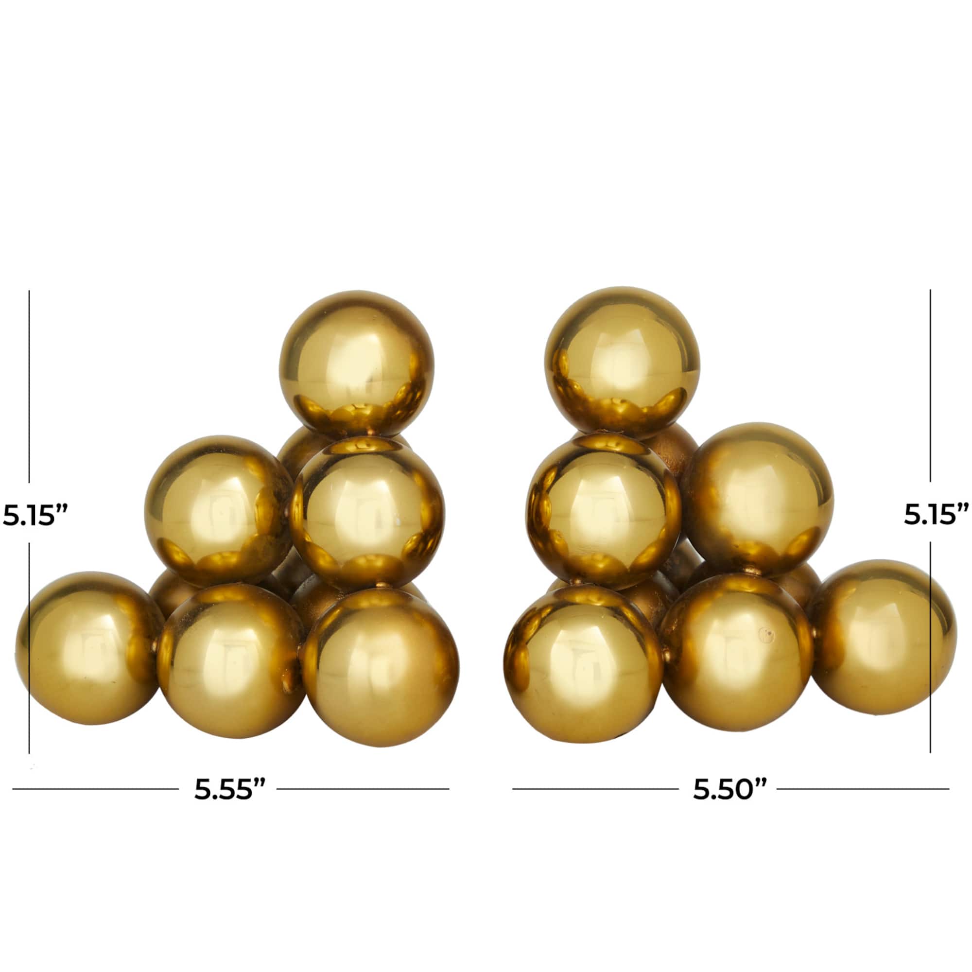 The Novogratz 5" Gold Stainless Steel Stacked Orb Bookends Set
